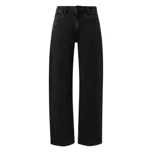 Mid Rise Barrel Leg Jeans Worn Effect Women QS image-0
