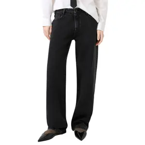 Mid Rise Barrel Leg Jeans Worn Effect Women QS image-2