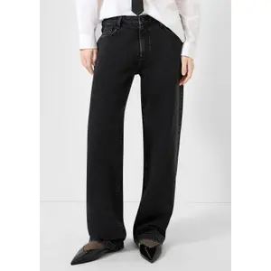 Mid Rise Barrel Leg Jeans Worn Effect Women QS image-6