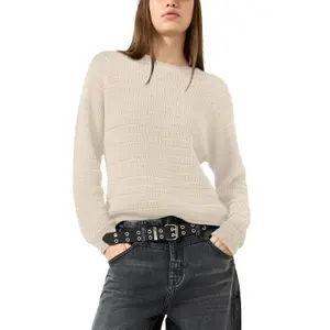 Suéter de algodón mezclado con diseño calado mujer QS image-2
