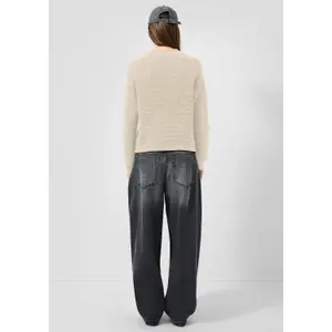 Suéter de algodón mezclado con diseño calado mujer QS image-4