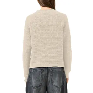Suéter de algodón mezclado con diseño calado mujer QS image-5