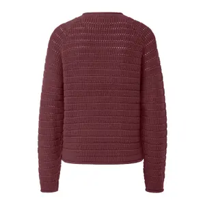 Suéter de algodón mezclado con diseño calado mujer QS image-1