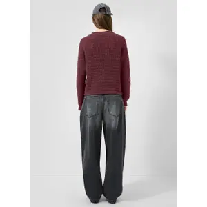 Suéter de algodón mezclado con diseño calado mujer QS image-4