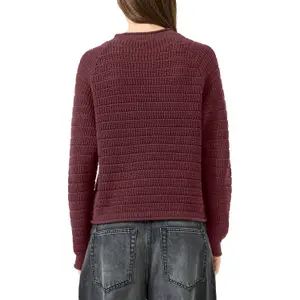 Suéter de algodón mezclado con diseño calado mujer QS image-5
