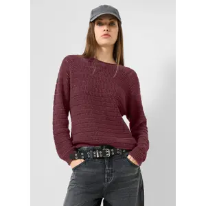 Suéter de algodón mezclado con diseño calado mujer QS image-6