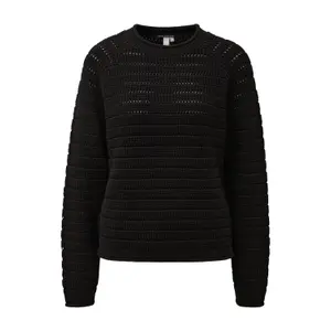 Suéter de algodón mezclado con diseño calado mujer QS image-0