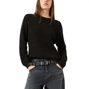 Suéter de algodón mezclado con diseño calado mujer QS image-2