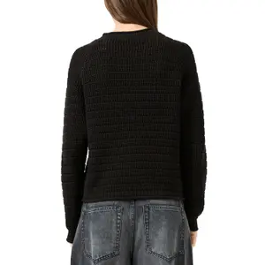 Suéter de algodón mezclado con diseño calado mujer QS image-5