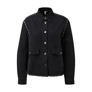 Black Denim Overshirt Women QS Oversize Fit image-0