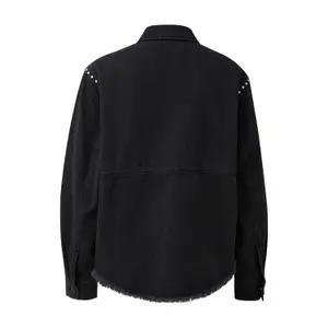 Black Denim Overshirt Women QS Oversize Fit image-1