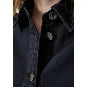 Black Denim Overshirt Women QS Oversize Fit image-3