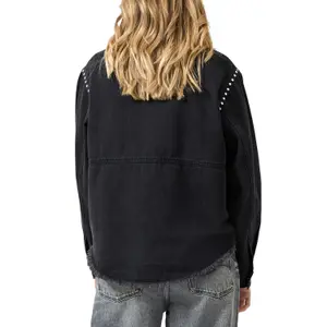 Black Denim Overshirt Women QS Oversize Fit image-5