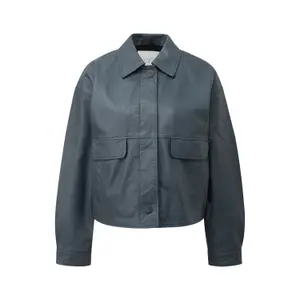 Echtes Lederjacke mit Klappentaschen für Damen QS
