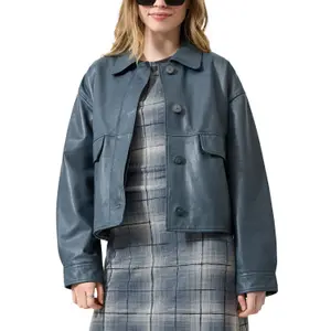Echtes Lederjacke mit Klappentaschen für Damen QS image-2