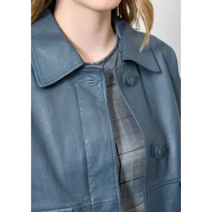 Echtes Lederjacke mit Klappentaschen für Damen QS image-3