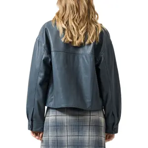 Echtes Lederjacke mit Klappentaschen für Damen QS image-5
