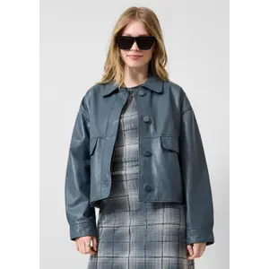 Echtes Lederjacke mit Klappentaschen für Damen QS image-6