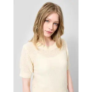 Kortærmet boucle strik bluse dame QS Regular Fit image-3