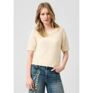 Kortærmet boucle strik bluse dame QS Regular Fit image-6