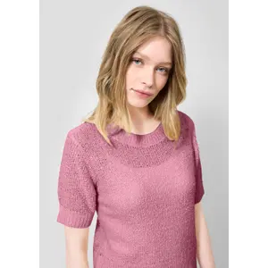 Kortærmet boucle strik bluse dame QS Regular Fit image-3