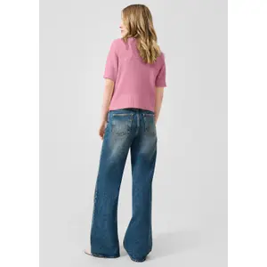 Kortærmet boucle strik bluse dame QS Regular Fit image-4