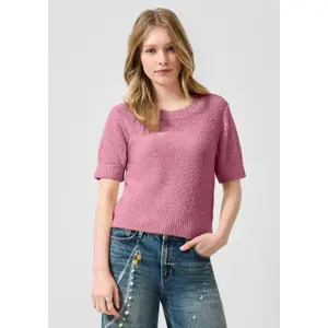 Kortærmet boucle strik bluse dame QS Regular Fit image-6