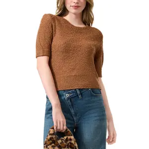 Kortærmet boucle strik bluse dame QS Regular Fit image-2