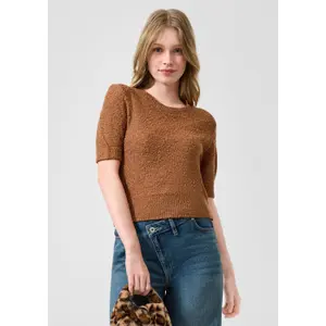 Kortærmet boucle strik bluse dame QS Regular Fit image-6