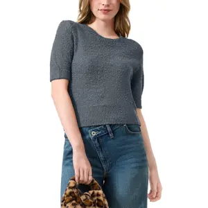 Kortærmet boucle strik bluse dame QS Regular Fit image-2