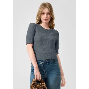 Kortærmet boucle strik bluse dame QS Regular Fit image-6