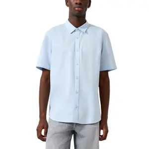 Striped Classic Fit Kent Collar Linen Blend Shirt QS image-0