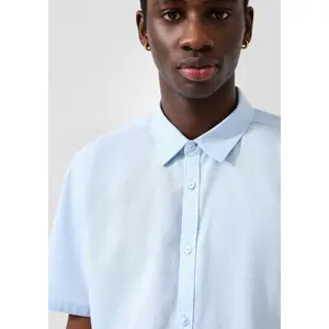 Striped Classic Fit Kent Collar Linen Blend Shirt QS image-1