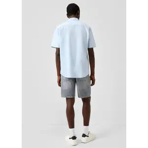 Striped Classic Fit Kent Collar Linen Blend Shirt QS image-2