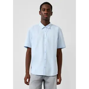 Striped Classic Fit Kent Collar Linen Blend Shirt QS image-4