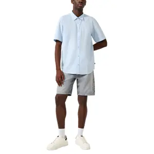 Striped Classic Fit Kent Collar Linen Blend Shirt QS image-5