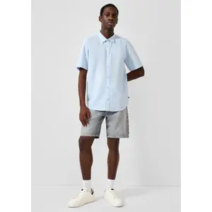 Striped Classic Fit Kent Collar Linen Blend Shirt QS image-6