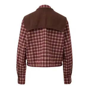 Flannel Check Shirt with Removable Mesh Panel Women QS image-1