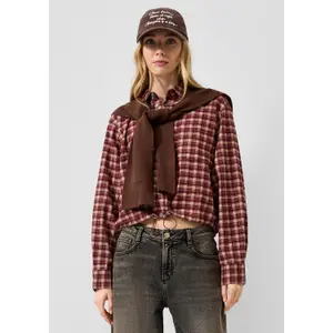 Flannel Check Shirt with Removable Mesh Panel Women QS image-2