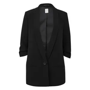 Blazer de manga tres cuartos fruncida y amplios reverses mujer QS image-0