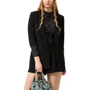 Blazer de manga tres cuartos fruncida y amplios reverses mujer QS image-2