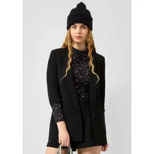 Blazer de manga tres cuartos fruncida y amplios reverses mujer QS image-6