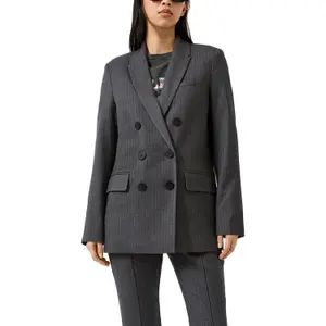 Women's Pinstripe Double-Breasted Blazer QS image-2