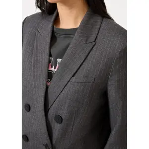 Women's Pinstripe Double-Breasted Blazer QS image-3
