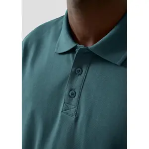 Polo with Ribbed Cuffs and Side Slits QS image-3