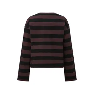 T-shirt bawełniany w szerokie paski z małym nadrukiem z przodu dla kobiet QS image-1