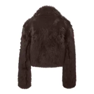 Short Faux Fur Jacket with Shawl Collar Women's QS image-1