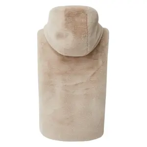 Colete reversível em pelúcia sintética e nylon acolchoado com capuche para mulher QS image-1