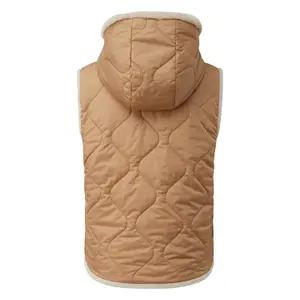 Colete reversível em pelúcia sintética e nylon acolchoado com capuche para mulher QS image-3