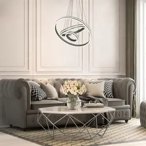 Brushed aluminum suspension chandelier Crystal decoration on side Integrated led class g Rabalux image-1